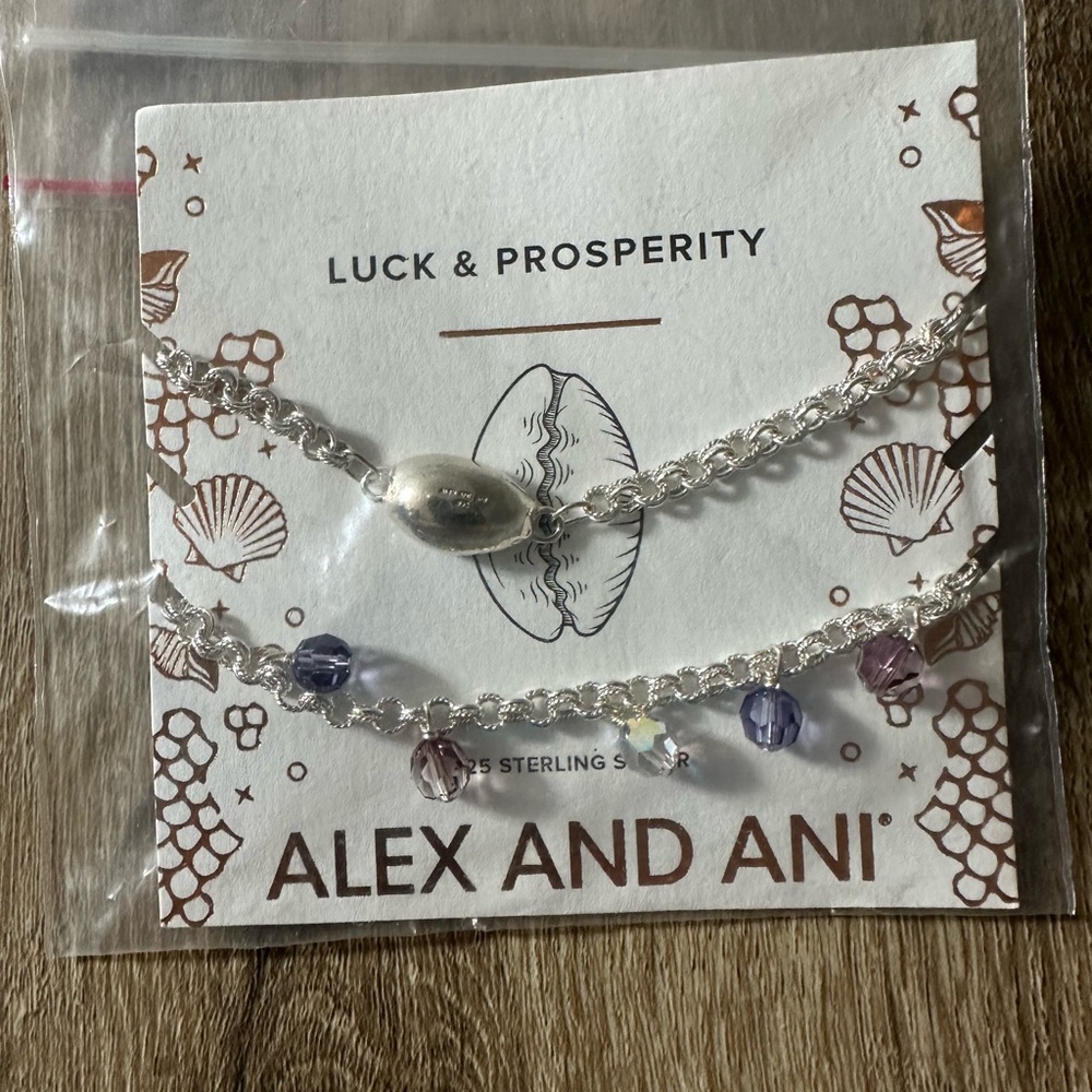 Alex and Ani Silver sterling silver Adjustable shell Bracelet Set